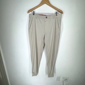 REDVANLY Mens Halliday Golf Jogger Performance Pants L Beige Stretch Lightweight